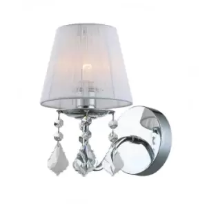 Image of Italux Cornelia - Wall Lamp Chrome, White 1 Light with White, Fabric Shade, E14