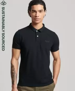 Image of Superdry Mens Organic Cotton Classic Pique Polo Shirt Black - Size: XL