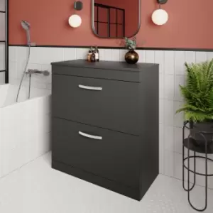 Image of Nuie - Athena Floor Standing 2-Drawer Vanity Unit and Worktop 800mm Wide - Gloss Grey