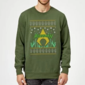 Image of DC Aquaman Knit Christmas Sweatshirt - Forest Green - S