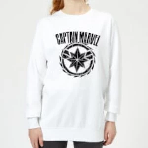 Image of Captain Marvel Logo Womens Sweatshirt - White - S