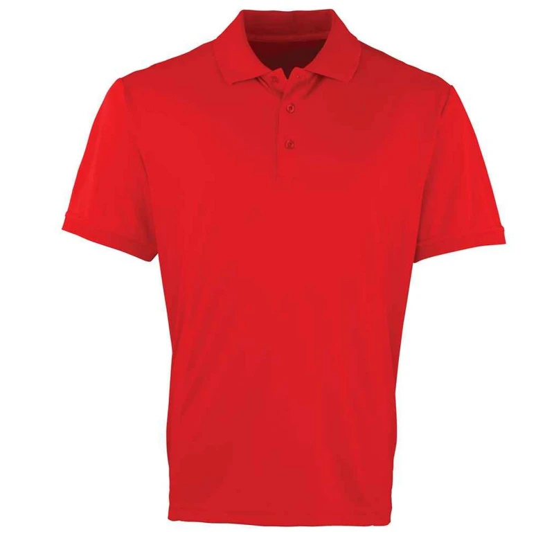 Image of Premier Premier Men Coolchecker Pique Polo Shirt in Red Size: Small Red S Male 5063527055255