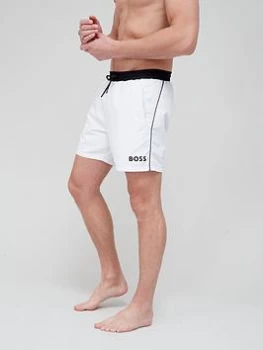 Image of BOSS Starfish Swim Shorts - White, Size S, Men