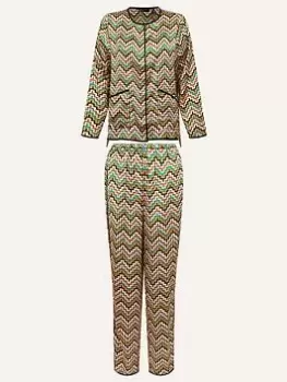Image of Accessorize Firenzo Zigzag Stripe Satin Pjs, Multi, Size S, Women