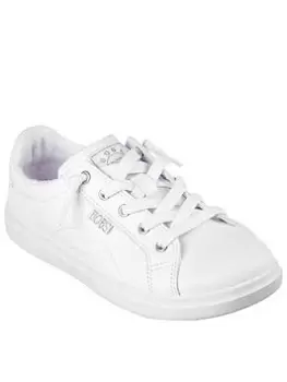 Image of Skechers Bobs D Vine Vegan Leather Faux Lace Slip On Sneaker - White Synthetic, White, Size 8, Women