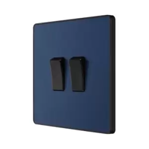 Image of BG Evolve Matt Blue Double Light Switch 20A 16Ax 2 Way - PCDDB42B