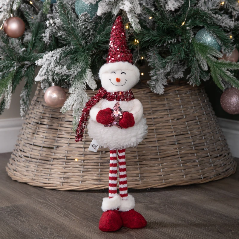 Image of 50cm Large Soft Fabric Standing Snow Girl Christmas Decoration