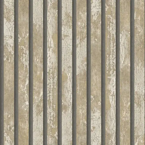 Image of FINE DECOR Fine Decor - Carbon Oxidize Natural Wallpaper Wood Panel Metallic Feature Wall WL-M1752