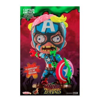 Image of Hot Toys Cosbaby Marvel Comics [Size S] - Marvel Zombies: Captain America (Fluorescent Colour Version)