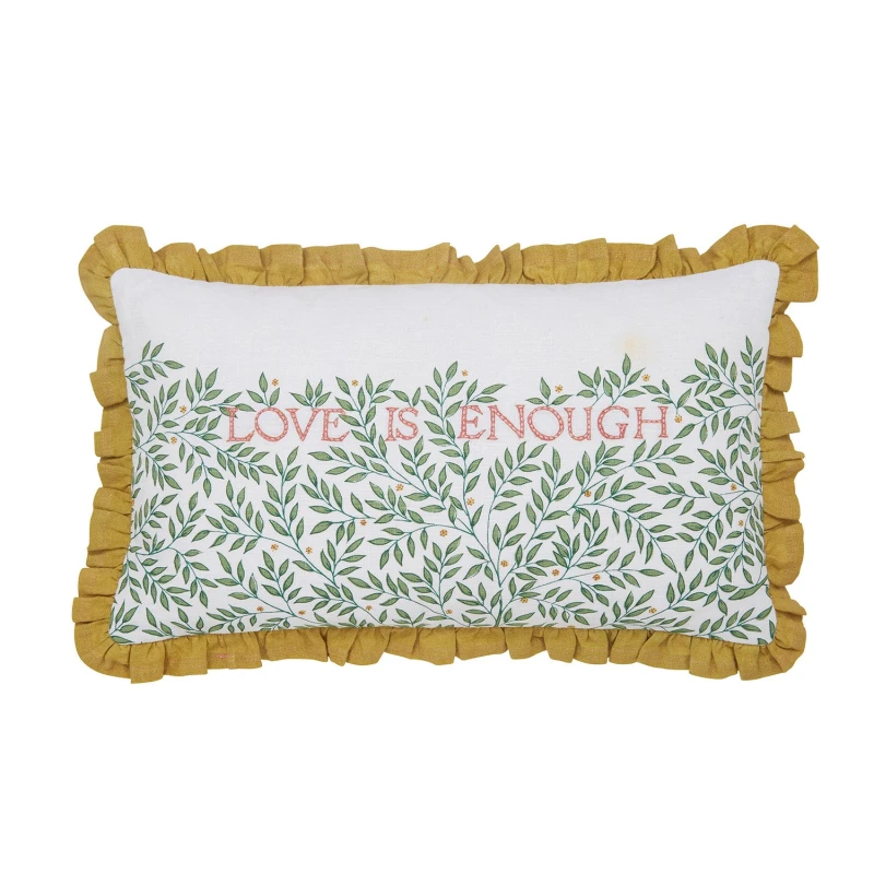 Image of Morris & Co 'Love Is Enough' Linen Cushion Green