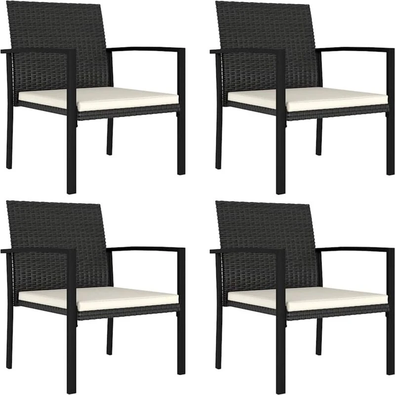 Image of VIDAXL Garden Dining Chairs 4 pcs Poly Rattan Black Vidaxl 8720286682517