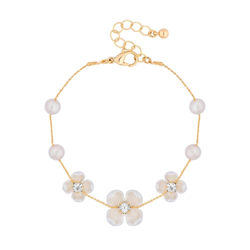 Image of Jon Richard Gold Plated Floral And Freshwater Pearl Bracelet Bracelets One Size Gold 87936910000
