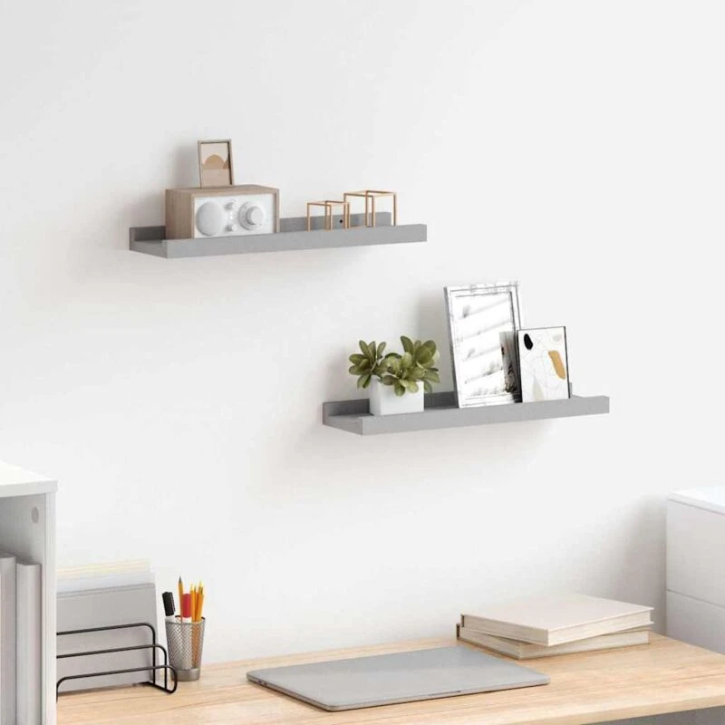 Image of VIDAXL Vidaxl - Picture Frame Ledge Shelves 2 pcs Grey 40x9x3cm mdf 8720286075654