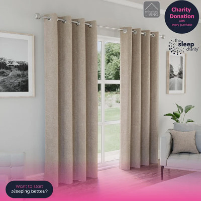 Image of Austin Thermal Ready Made Eyelet Blackout Curtains Natural