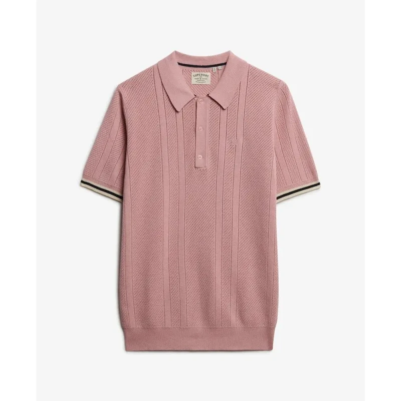 Image of Superdry Textured knit polo Superdry Rose Male L