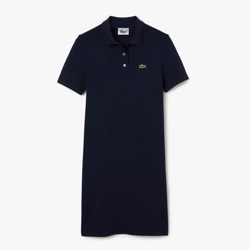 Image of Lacoste Stretch Cotton Piqu Polo Dress - Blue Blue 8