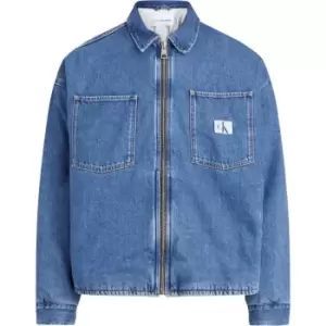 Image of Calvin Klein Jeans Boxy Zip Padded Shirt Jacket - Blue