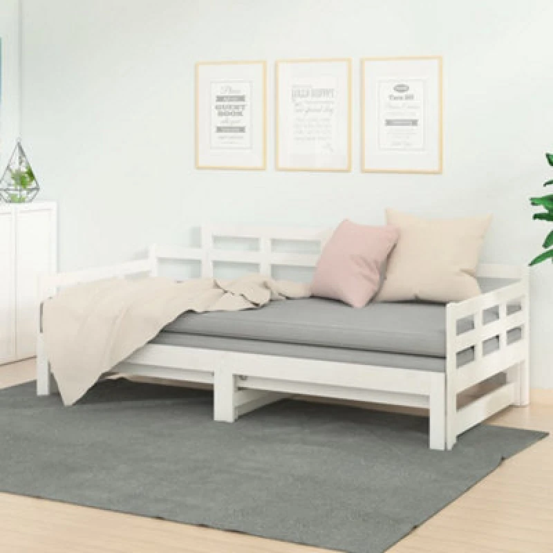 Image of Vidaxl Pull-Out Day Bed Without Mattress White 2X(90X200) Cm