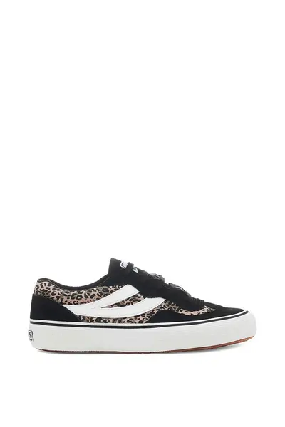Image of Superga 2941 Revolley Microleopard Suede Leather Trainers Multi