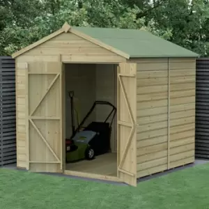 Image of 7' x 7' Forest Beckwood 25yr Guarantee Shiplap Windowless Double Door Apex Wooden Shed - Natural Timber