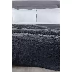 Image of I Saw It First Charcoal Long Pile Shaggy Fur Throw - Grey
