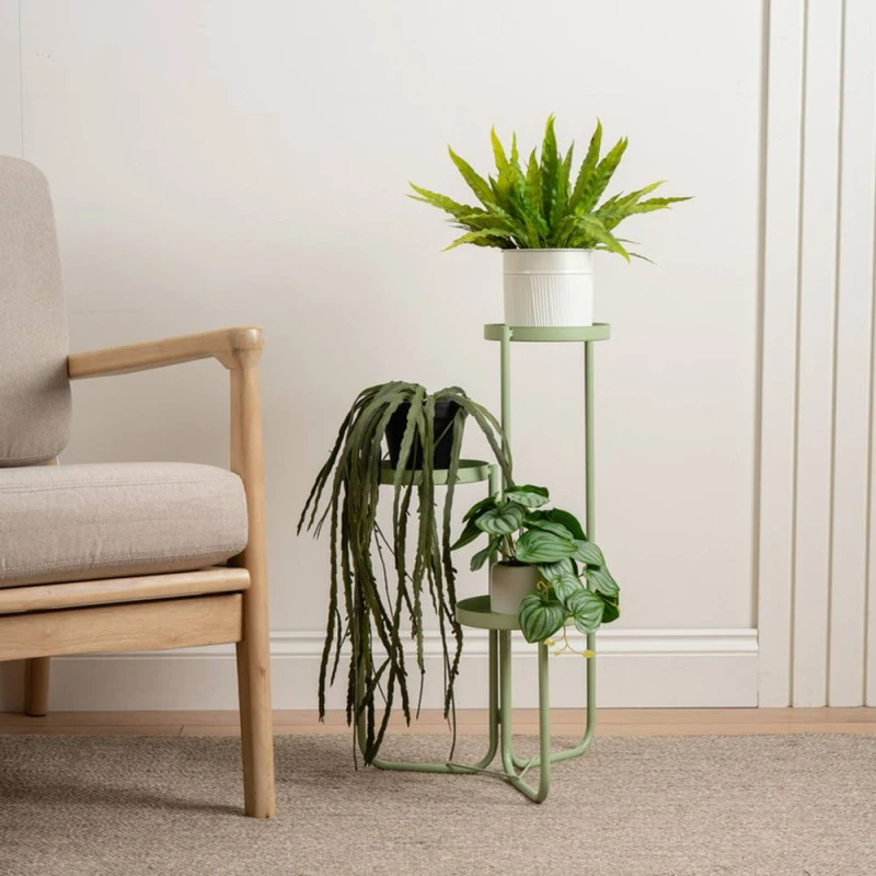 Image of Scottish Everlastings Ltd Set of 3 Indoor/Outdoor Sage Plant Stand in Green Green Unisex