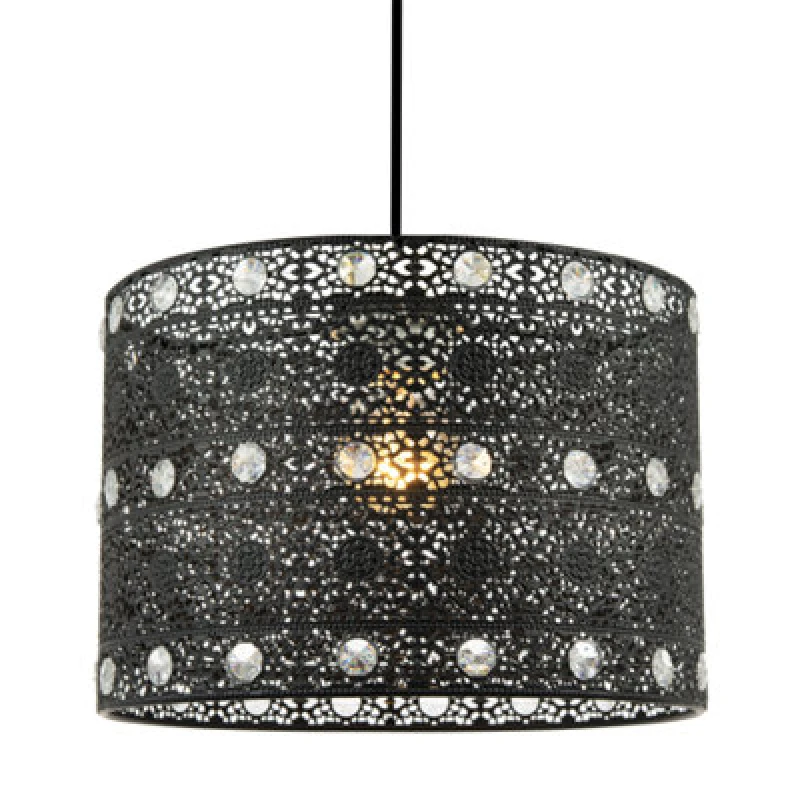 Image of Happy Homewares Classic Matte Black Acrylic Gem Moroccan Style Chandelier Pendant Light Shade