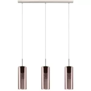 Image of Selvino 3 Lamp Straight Bar Pendant Ceiling Light Satin Nickel - Eglo