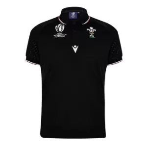 Image of Macron Wales Rugby Travel Shirt 2023 2024 Adults - Black