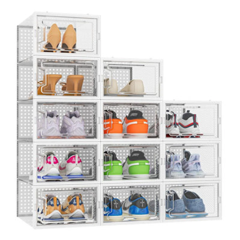 Image of Neo White 12 Pcs Transparent Large Shoe Storage Boxes