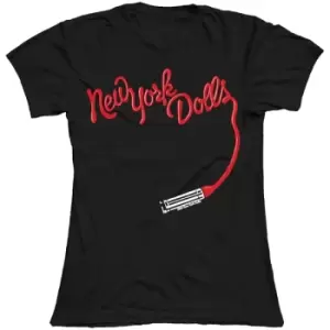 Image of New York Dolls - Lipstick Logo Ladies XX-Large T-Shirt - Black