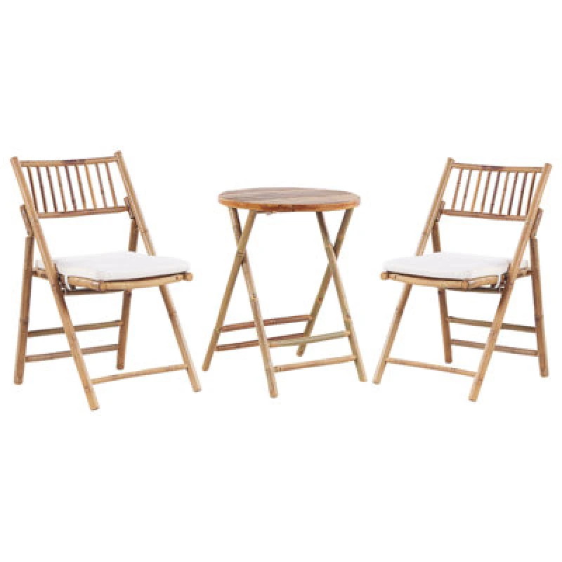 Image of Beliani Bistro Set Folding Savelletri Bamboo Wood Brown