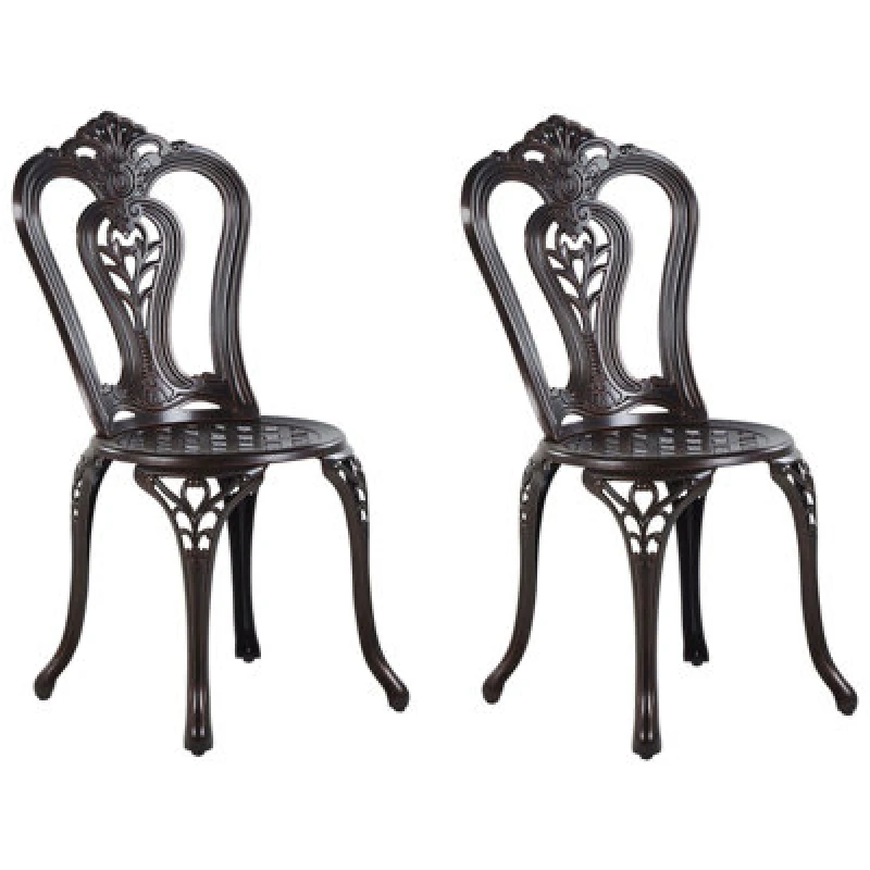 Image of Beliani Set Of 2 Garden Chairs Bovino Metal Dark Brown