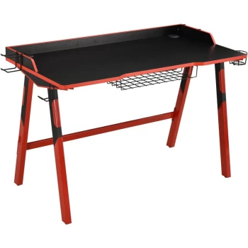 Image of Homcom - Steel Frame Gaming Desk Computer Table w/ Cup Holder Headphone Hook Black
