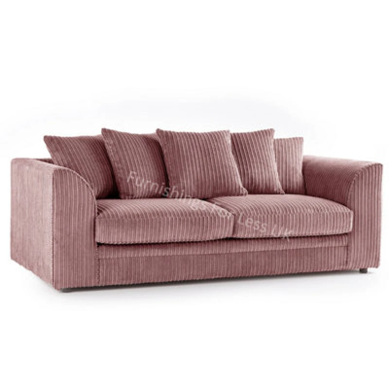 Image of Furnishings For Less UK Luxor Jumbo Cord Pink Fabric 3 Seater Sofa