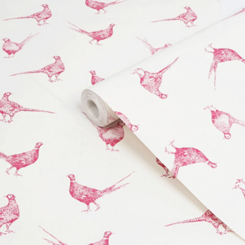 Image of Joules Pink Pheasant Smooth Wallpaper