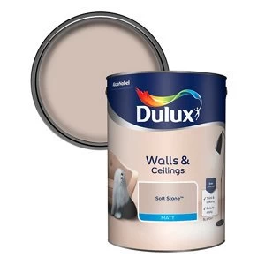 Image of Dulux Walls & Ceilings Soft Stone Matt Emulsion Paint 5L