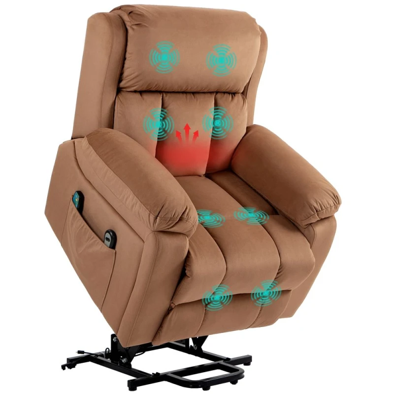 Image of HOMCOM Lift Chair Riser And Recliner Chair With Vibration Massage Heat Brown 713-167V70BN