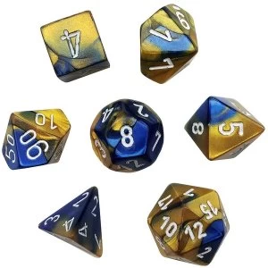 Image of Chessex Gemini Poly 7 Set: Blue-Gold/White