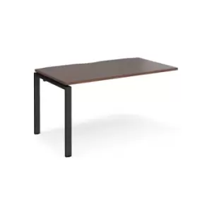 Image of Bench Desk Add On Rectangular Desk 1400mm Walnut Tops With Black Frames 800mm Depth Adapt