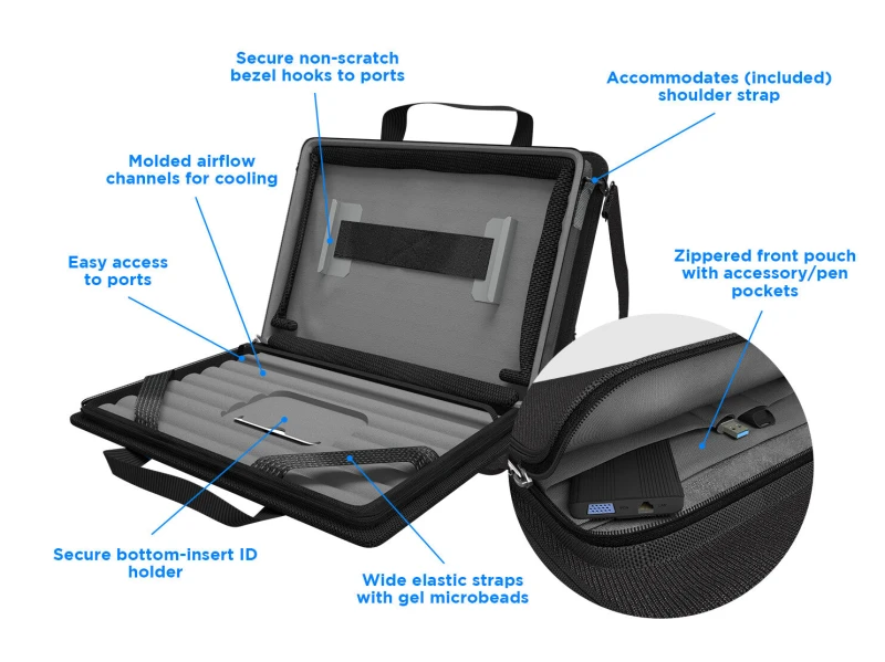 Image of Max Cases MAXCases Explorer 5 Work-In Case w/Pocket 14" w/ Shoulder Strap (Black) MCEB5P14BLK