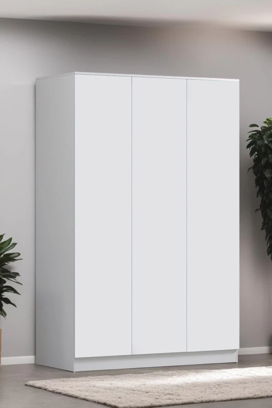 Image of FWStyle FWStyle White 3 Door Wardrobe Push To Open Soft Close White One Size Unisex 5056413127648