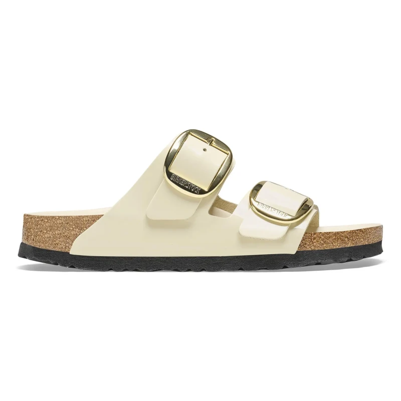 Image of Birkenstock Natural leather slippers For Her Birkenstock Arizona Big Buckle Blanc Female 41 Etroit