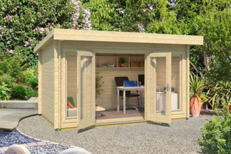 Image of Lasita Maja Dorset-Log Cabin, Wooden Garden Room, Timber Summerhouse, Home Office - L430 X W320 X H233.7 Cm