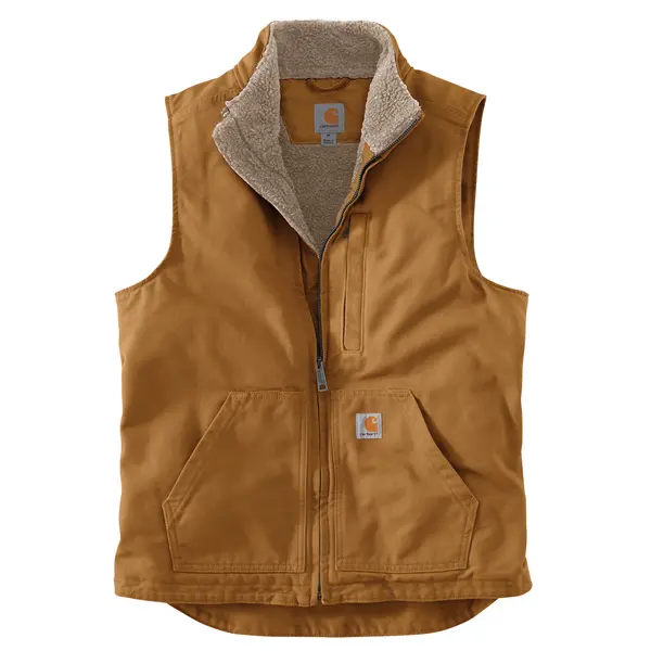 Image of Carhartt Duck Mock Neck Vest, brown, Size S