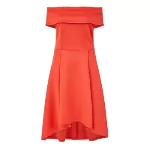 Image of Mela London Red Bardot Dipped Hem Dress - Red