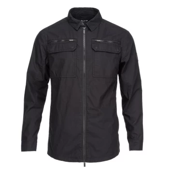 Image of Firetrap Zip Shacket Overshirt Mens - Black