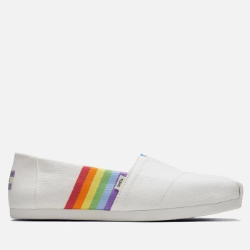 Image of TOMS Womens Alpargata 'Pride Pack' Vegan Pumps - White Unity Rainbow - UK 5
