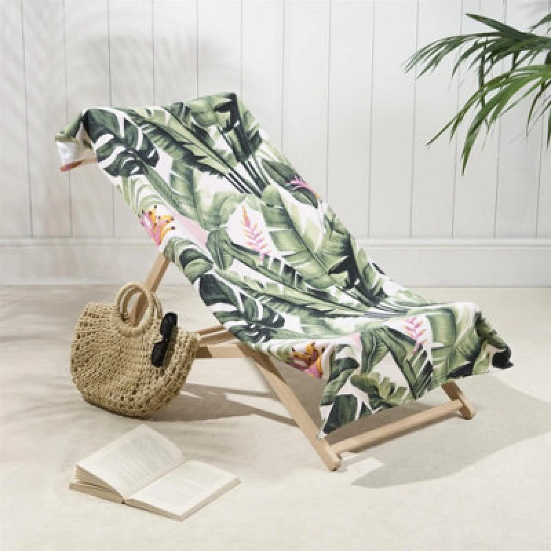 Image of OHS OHS Palm Leaf Towel Bath Quick Dry Summer Travel Microfibre Absorbent Swim in Pale Green Pale Green One Size Unisex 5027434211432