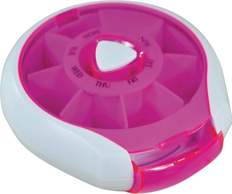 Image of AIDAPT Compact 7 Day Weekday Pill Tablet Dispenser - Pink ELV-691195